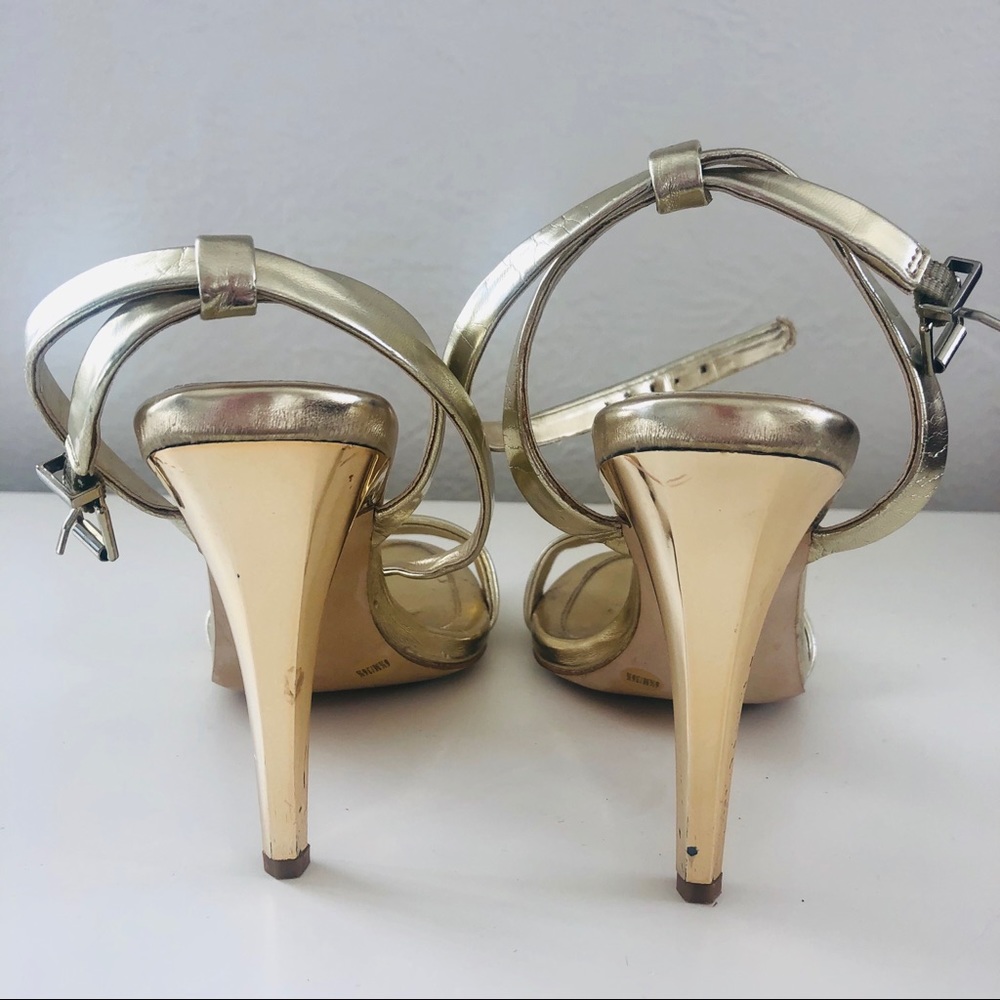 BCBG | Rockie Open Toe Ankle Strap Gold Heels - Picture 6 of 7